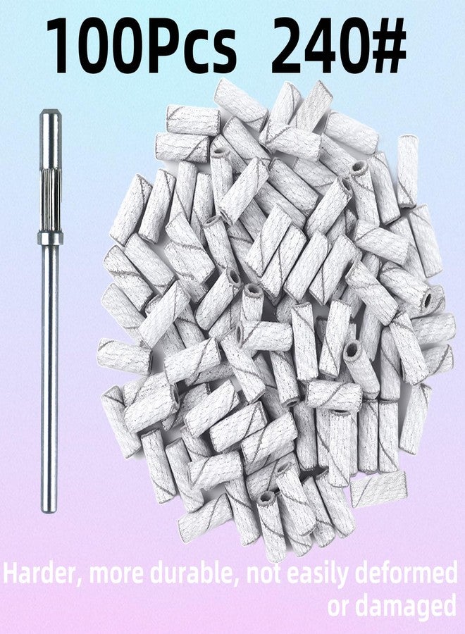 TKYZMS 100 Pcs 240 Grit White Small Sanding Bands Nail Drill Bit,Nail Drill Bits,Extreme Fine Grit mini Sanding Band,Nail Bits,Upgrade 3.1mm Mandrel Bits,Professional Nail Drill Bit for Acrylic Nails - Image 5